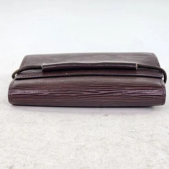 Louis Vuitton Epi Porte Monnaie Elastic Trifold Wallet Brown Leather Card Holder - Picture 5 of 14